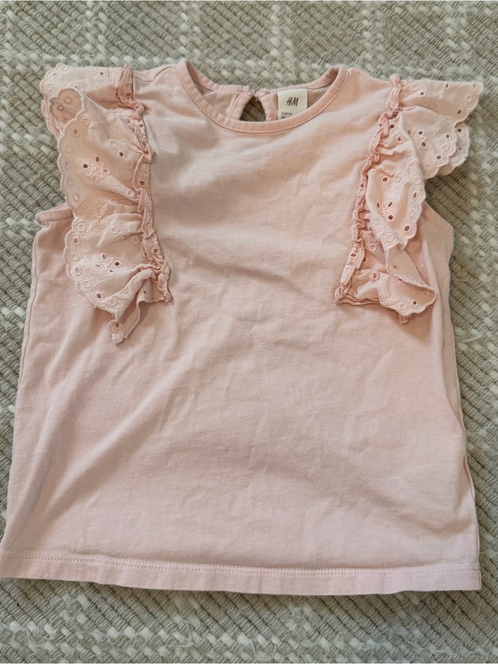 H&M Light Pink Eyelet Ruffle Sleeve Top